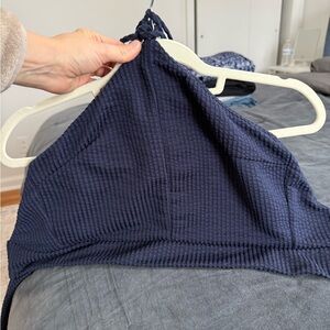 Lulu's Deep Blue Ribbed Halter Tank